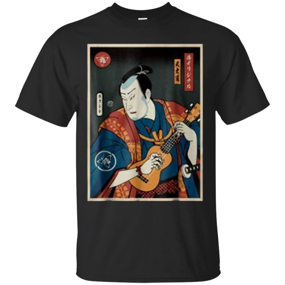 Ukulele Samurai T-shirt For Men Short Sleeve O-neck Cotton Tshirt Fashion Anime mens designer clothes new in tops & tees manga