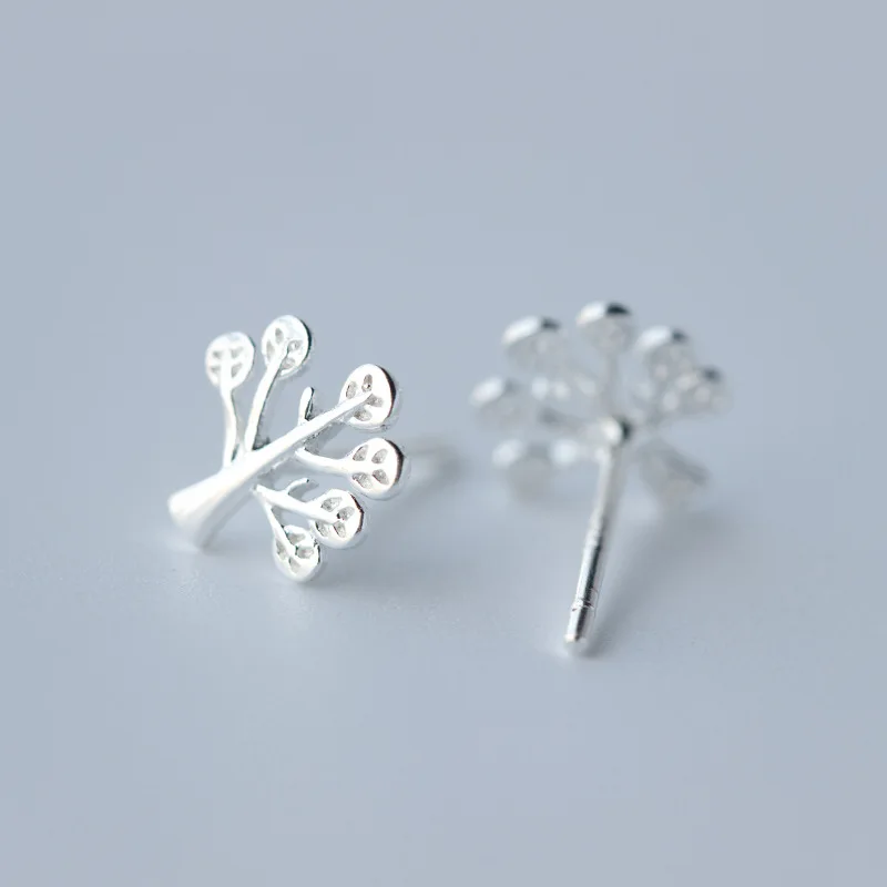 RYJU 925 Sterling Silver Tree of Life Stud Earrings Tree Leaves Leaf Earrings for Women Personality Fashion Jewelry Accessories