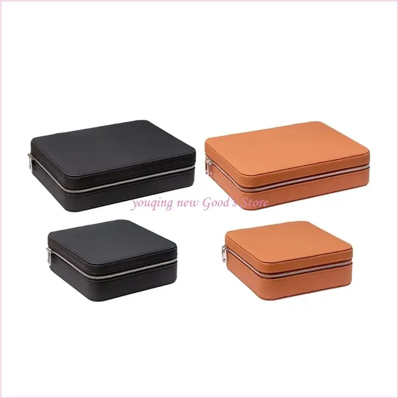 

57QA Elegant Leather Watch and Eyewear Organizers Case with Clear Lid Display