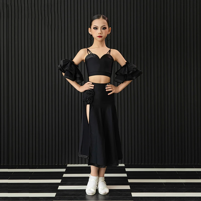 

2025 Ballroom Dance Competition Clothing For Girls High-End Split Skirts Latin Suit Waltz Modern Dance Performance Wear DQS19461