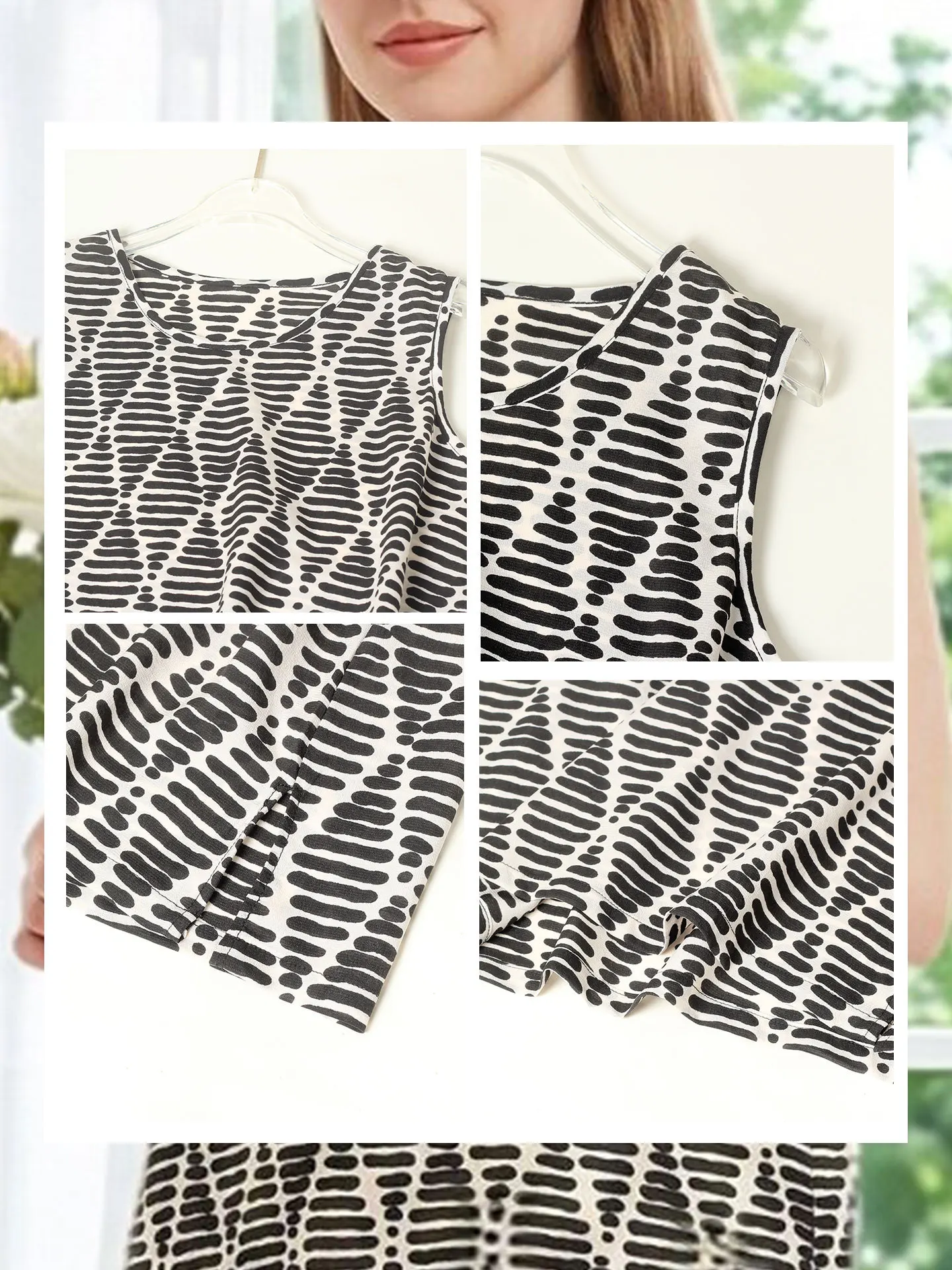 

MadBlack-95%Silk 5%Spandex Elegant Vest Dress, O Neck Print, Women Retro Casual Thin Loose Dresses, 2026 Summer New D65517CC