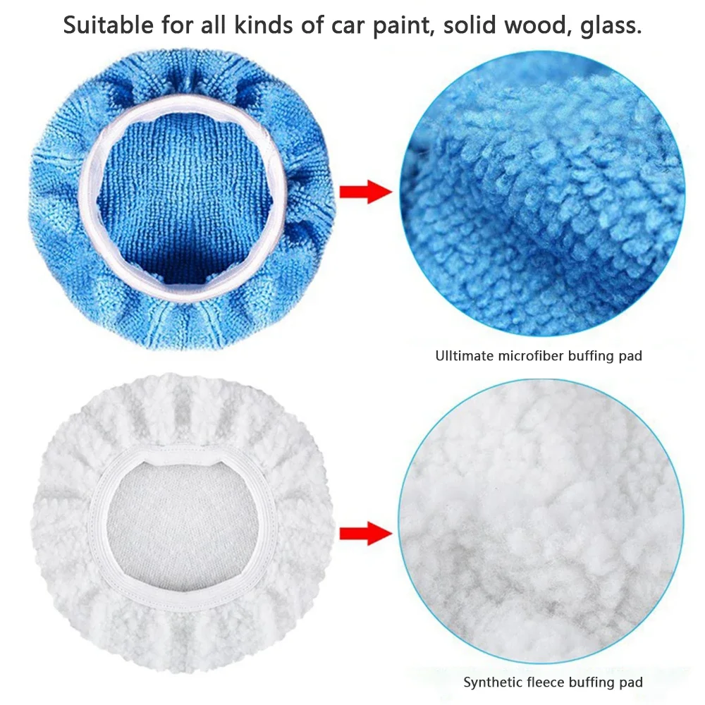 8Pcs Car Microfiber Polisher Pad 10 Inch Wash Buffer Waxing Sleeve Bonnet Polishing Hood for House Auto Cleaning Accessories