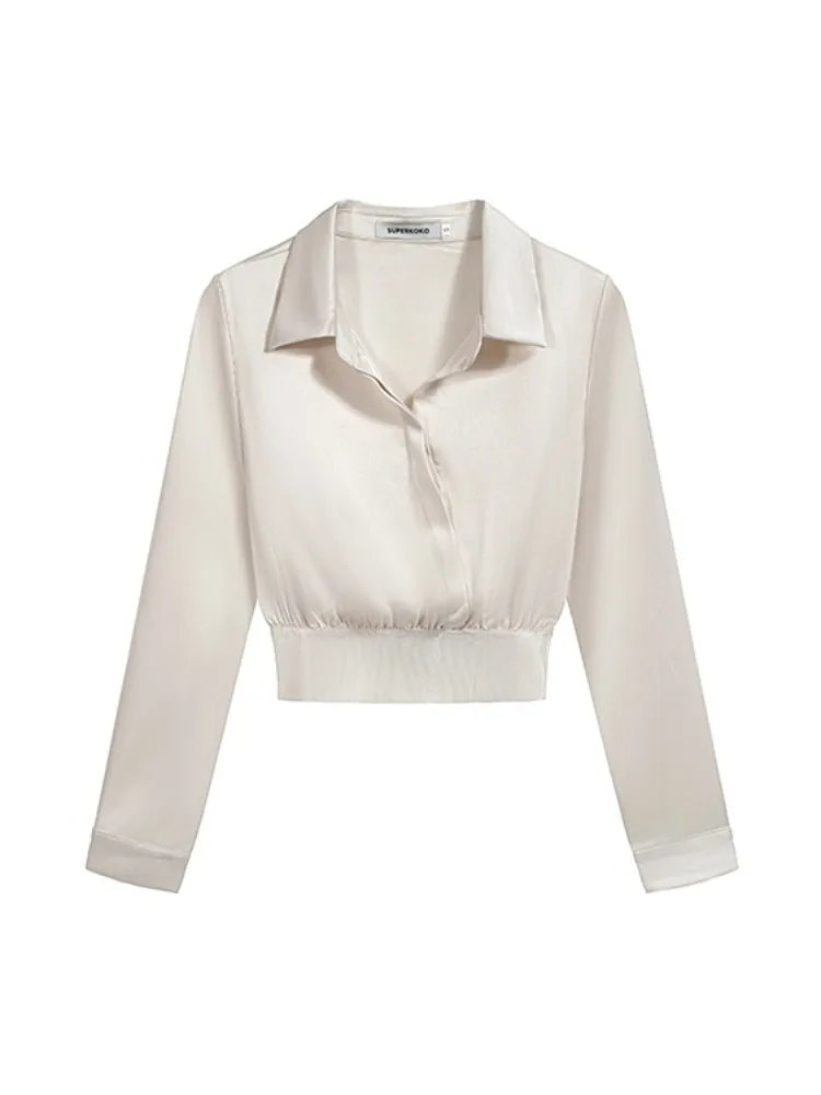 Frühling 2025, Damen Design Sensation Slim Fit irt, elastische Taille, hochwertiges Top, asymmetrisch, Vintage-Stil, lang, Sve irt
