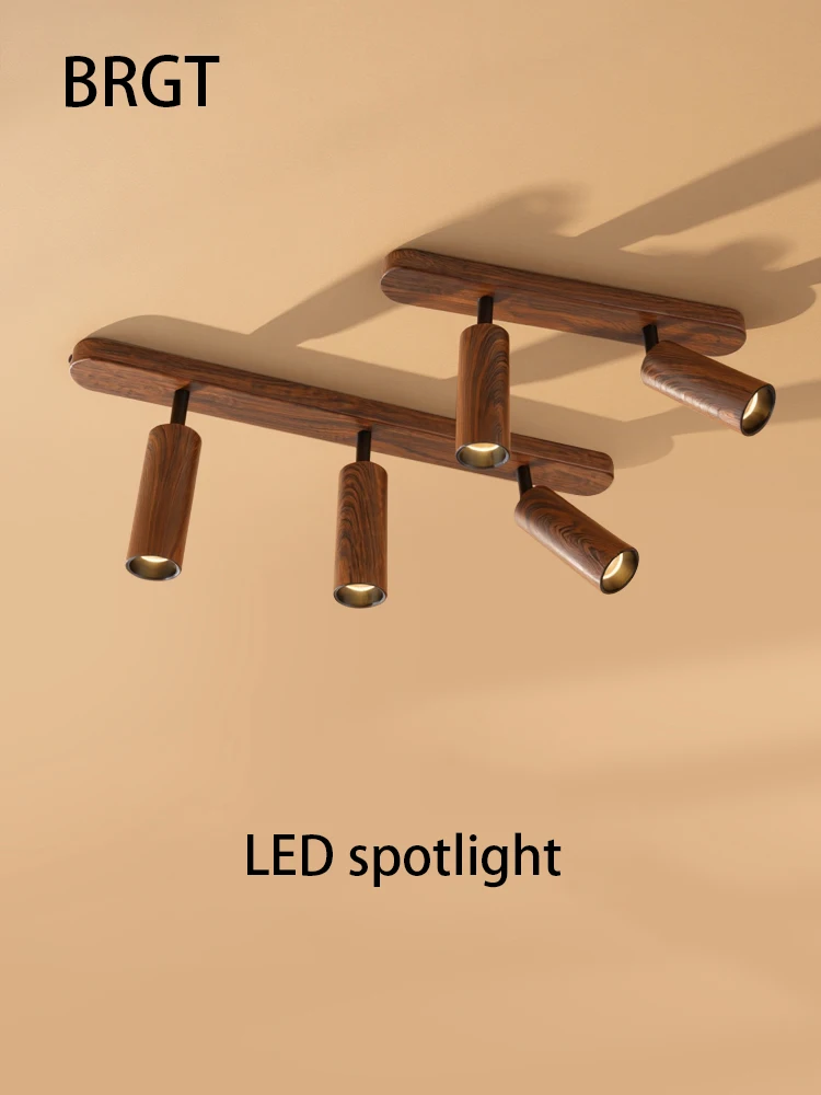 

Led Spotlight Surface Mounted Walnut Color Spot Light Medieval Retro Style Ceiling Lamp For Home Decoration Cloakroom Corridor