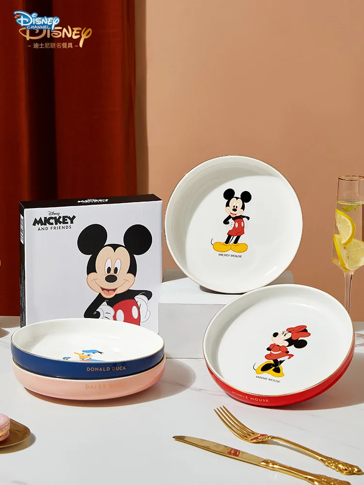 

Disney Mickey Mouse Mickey Minnie cartoon 8 inch cutlery plate ceramic steak home breakfast plate premium vegetable plate