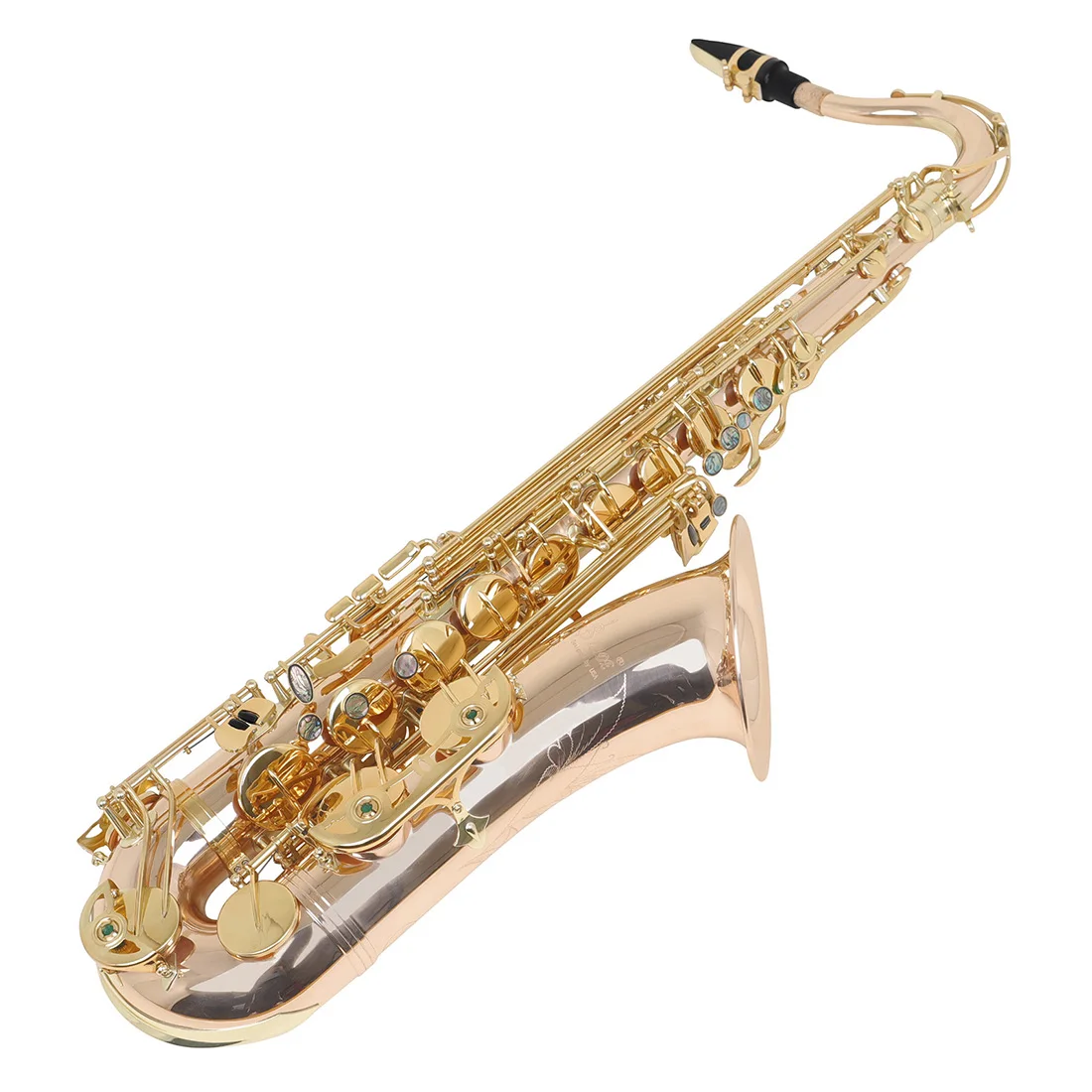 SLADE Bb saxofón Tenor estilo oro rosa B, juego de saxofón Tenor plano con estuche de transporte, boquilla, cepillo de limpieza, accesorios