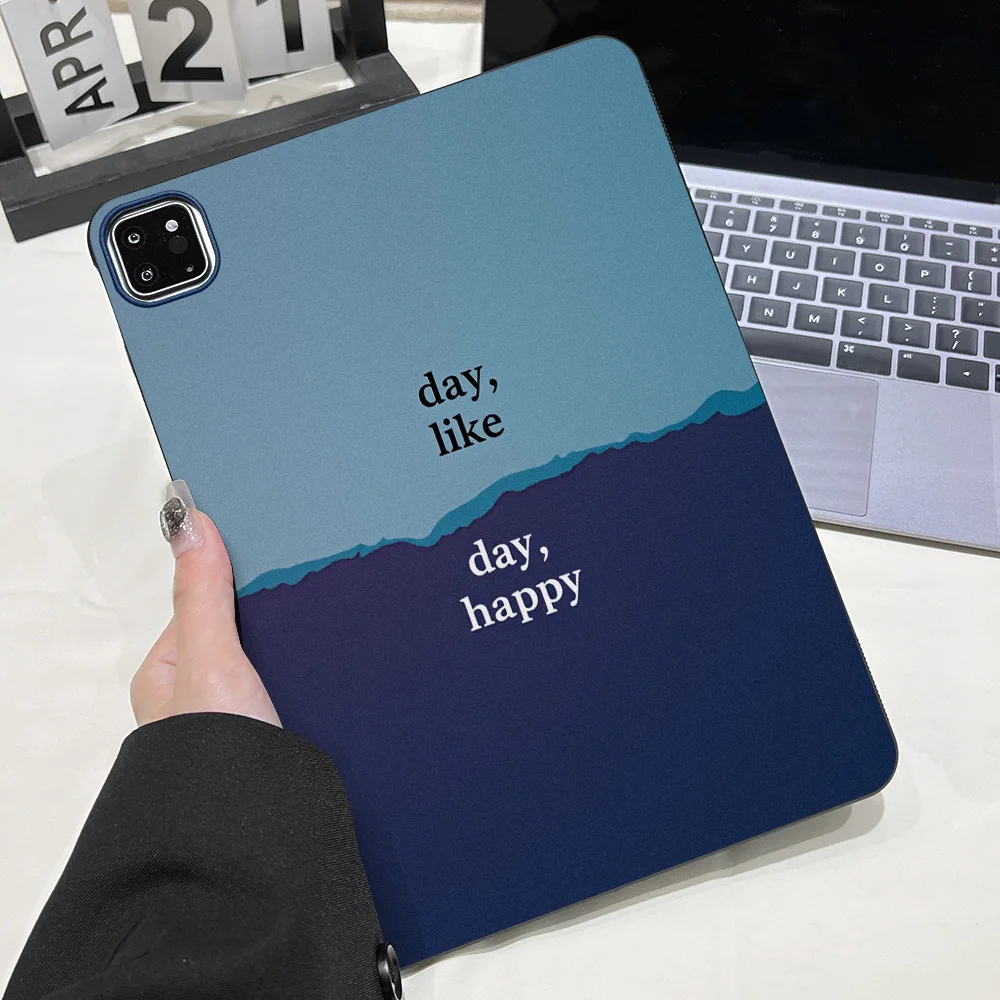 INS Minimal Two‑Tone Blue Tablet Protective Case For Apple iPad Air 11 2025 2026 Pro 12.9 13 10.5 Mini 2021 2024 Anti‑Slip Cover