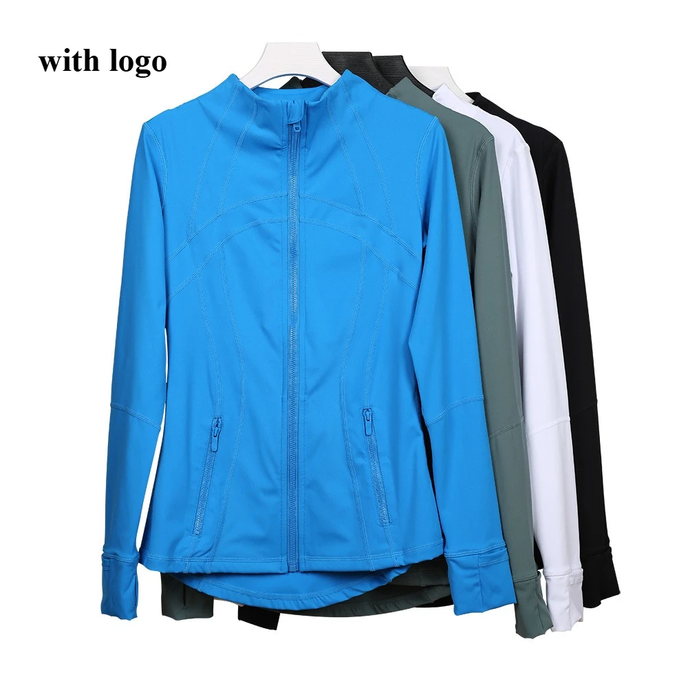 

Быстросохнущая эластичная спортивная куртка LULU для женщин, облегающий тренировочный топ с воротником-стойкой для бега в тренажерном зале, йоги