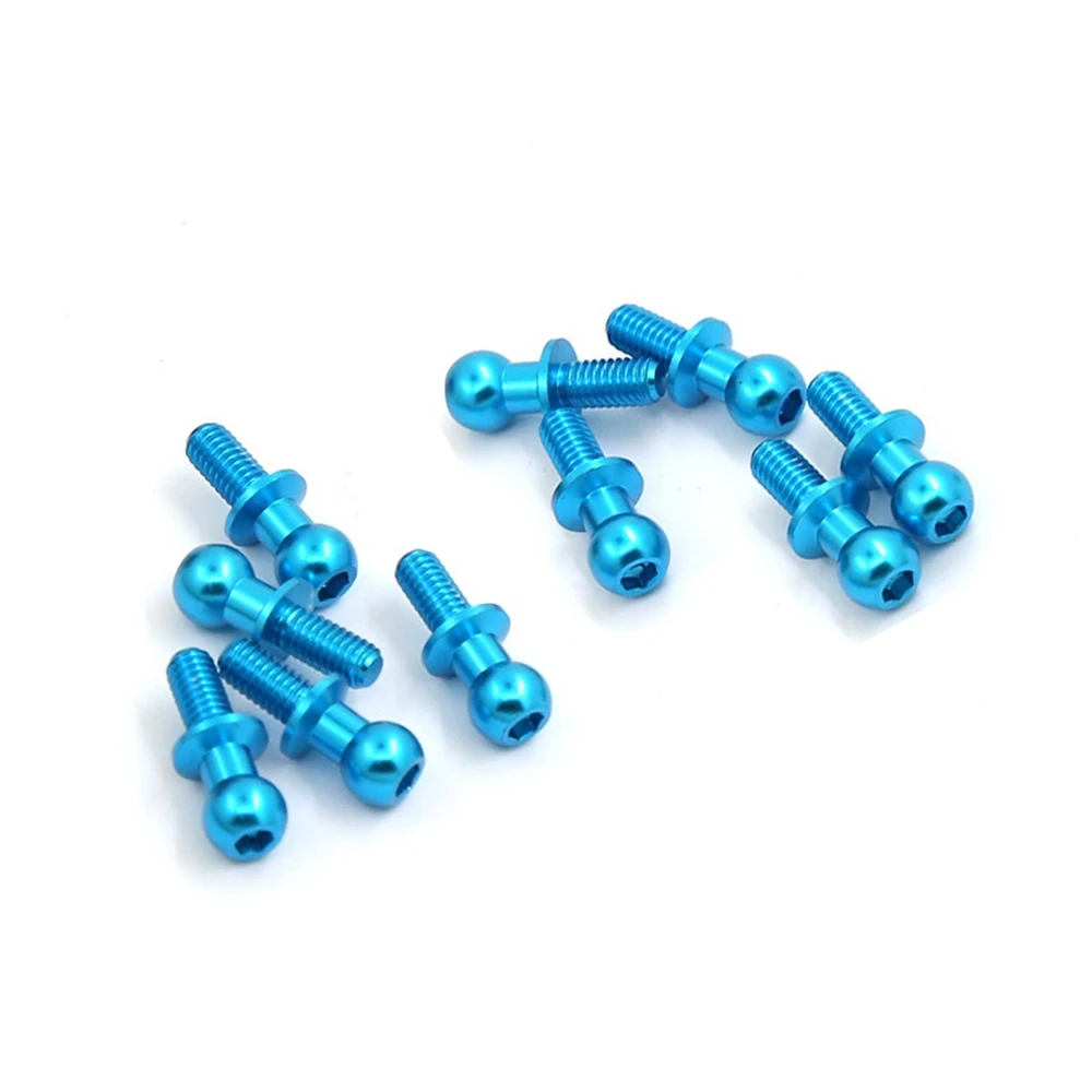 Tornillos de cabeza esférica hexagonal de Metal para Tamiya TT01 TT02 Sakura D5 1/10 RC, piezas de repuesto universales, color azul, 10 piezas, M3