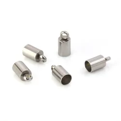 Cabo de Aço Inoxidável End Caps para Fazer Jóias, End Tip Cap Bead, DIY Descobertas Colar, Cor Prata Cilindro, 9mm, 10mm, 12mm, 10 PCs, 20PCs