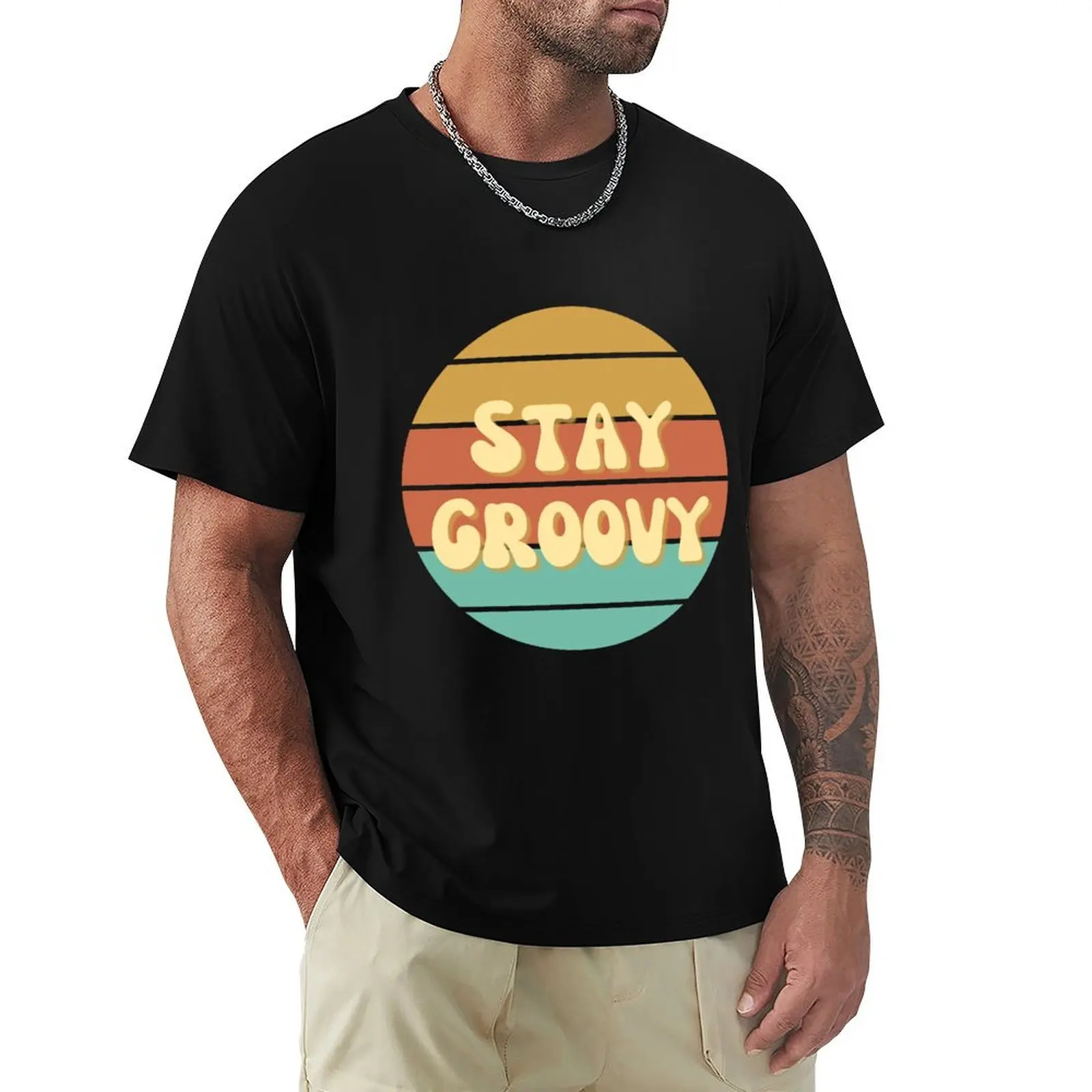 Stay Groovy T-Shirt Soft Casual Short Sleeve Cotton Tee