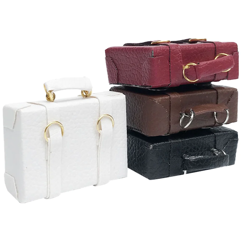 

4 Pcs House Suitcase Luggage Miniature Toy Desktop Decoration Room 1:12 Skin