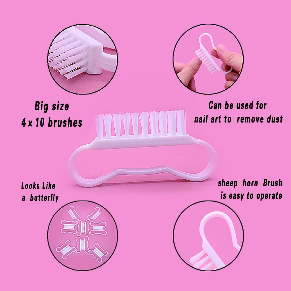 10PC Nail Art Clean Brush White Plastic Butterfly Handle Professional Soft Manicure Brushes Clean Dust Nails Products New Arrive