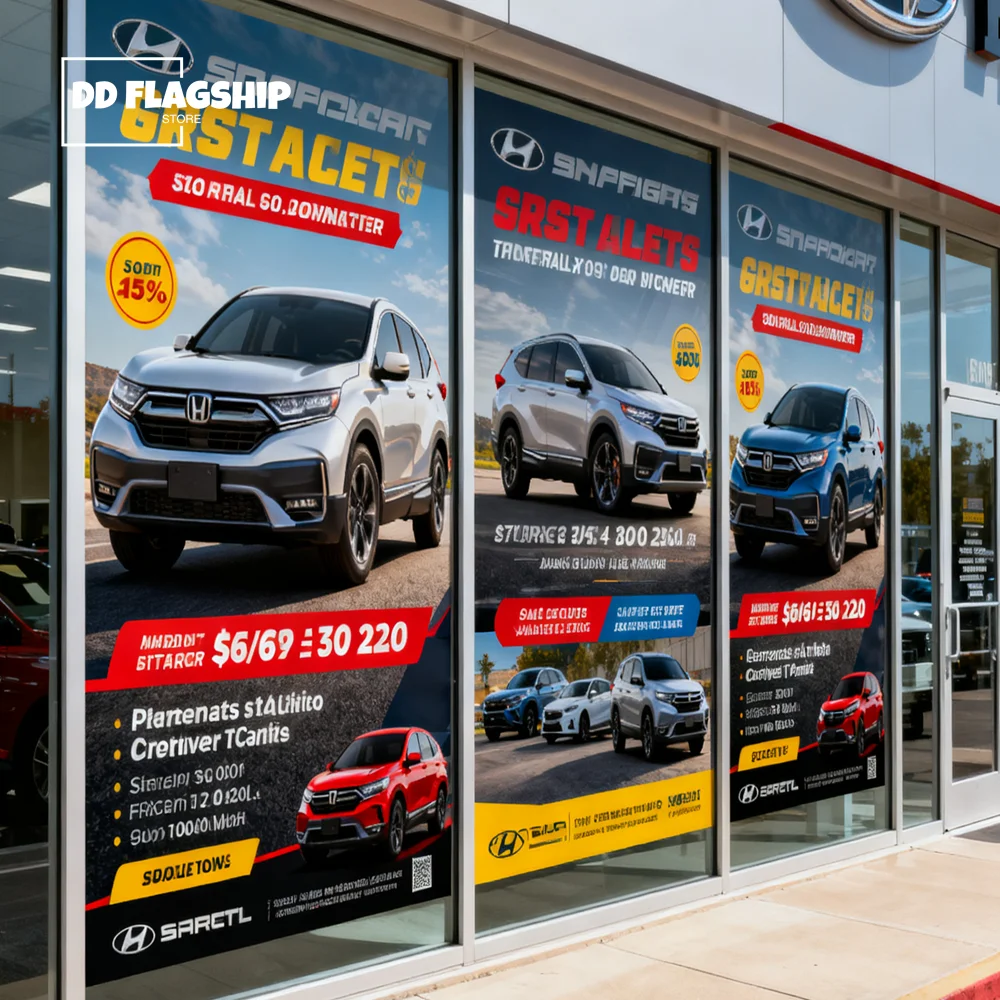 DD Decorative Stickers Custom Display Window One-way hole Privacy Film Glass Advertising Printing Image Print LOGO