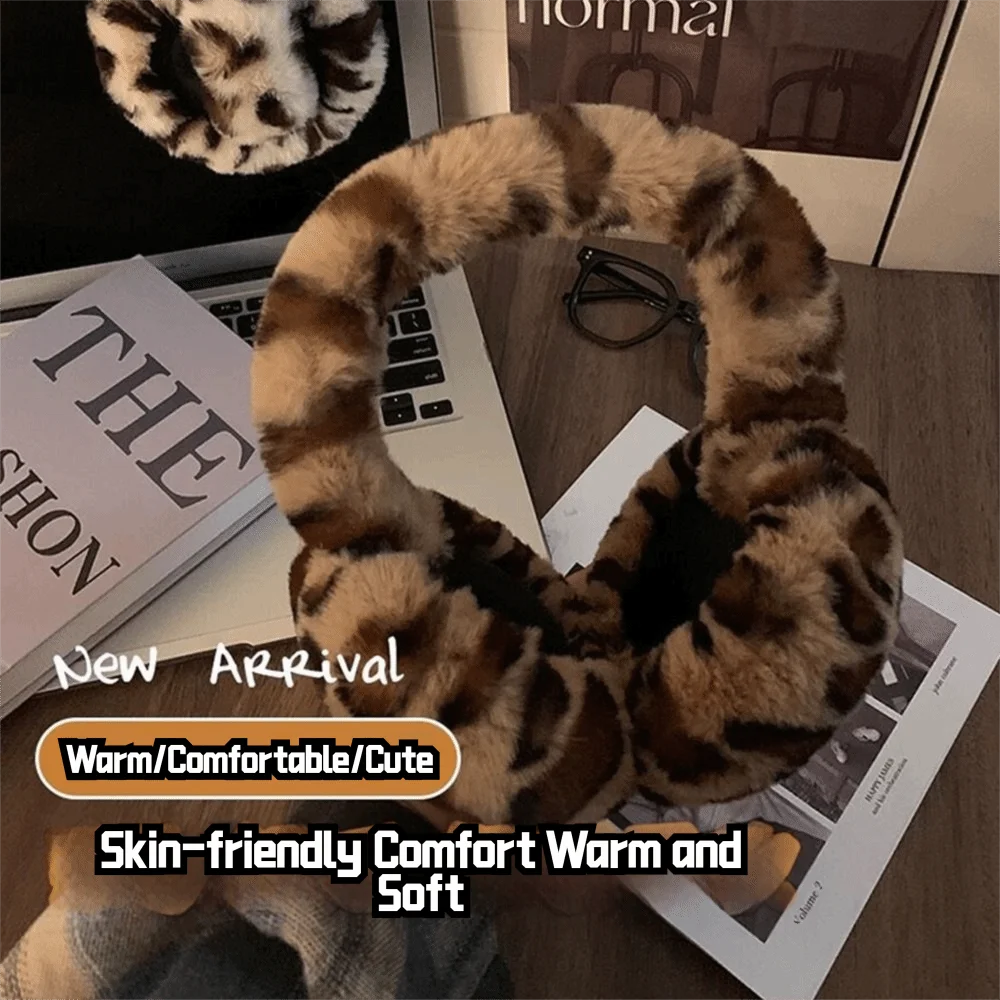 Fashion Leopard Ear Warmer Collapsible Thickened Ear Muffs Keep Warm Anti-Freeze Winter Earmuffs for Women Girls