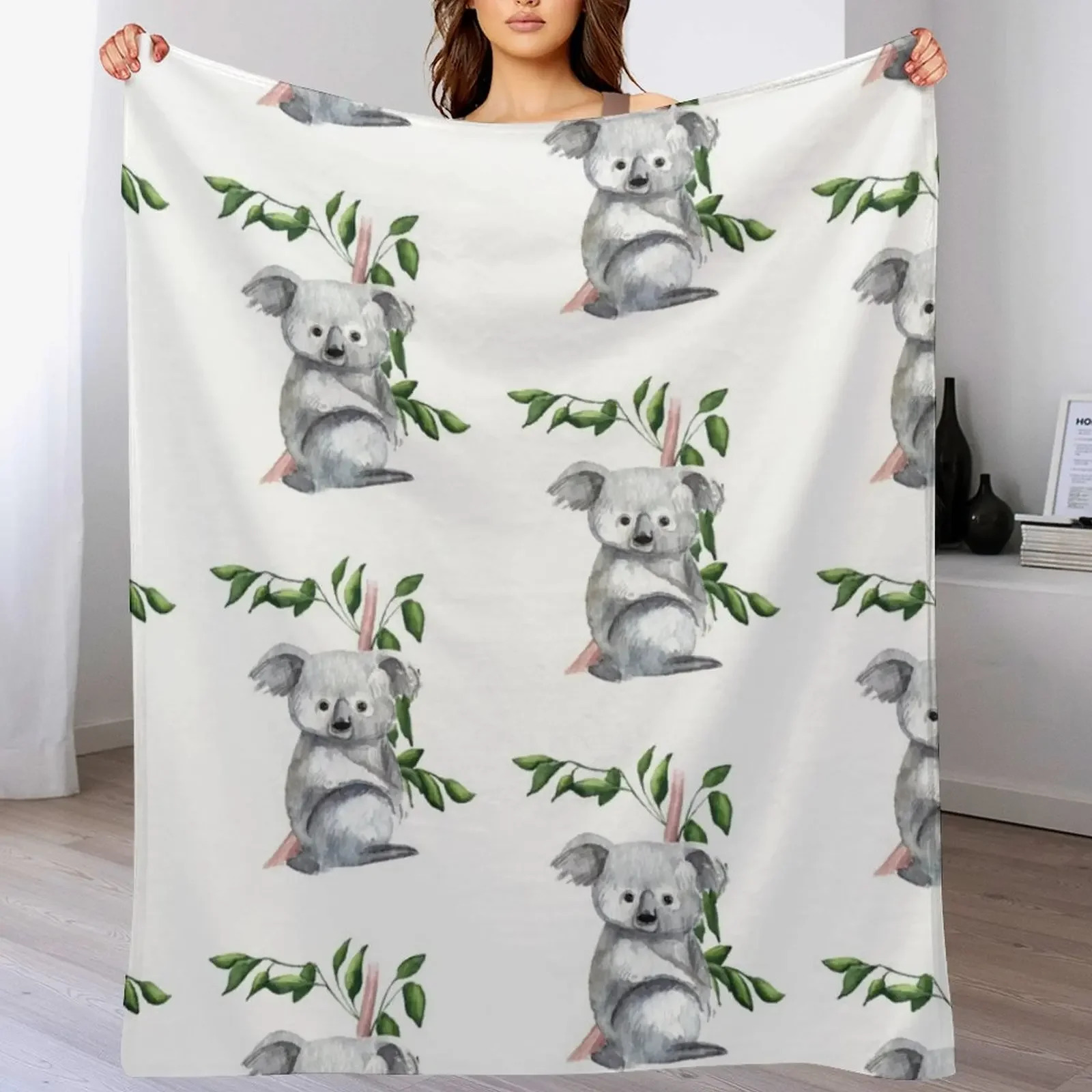 Australian Native Koala Bear Throw Blanket Soft Plush Blanket as Housewarming Gift