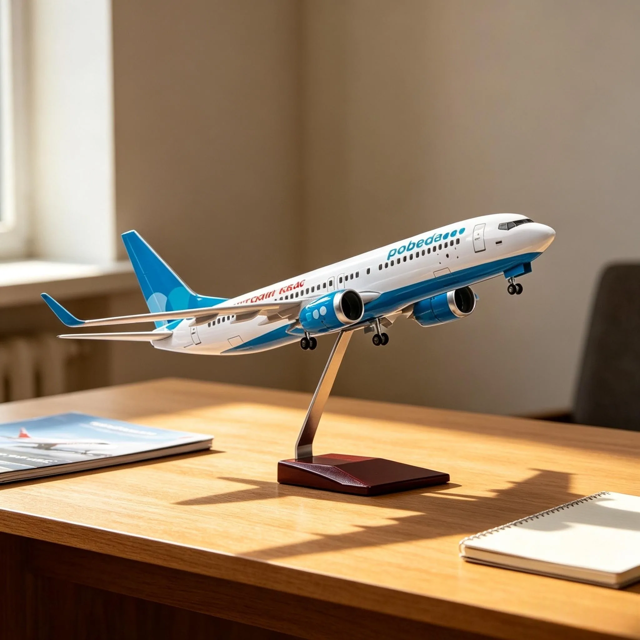 47CM Scale Airplanes Diecast B737-800 Russian Victory Airline Boe-ing 737 Aircraft Model With Base Landing Gears Resin Miniature