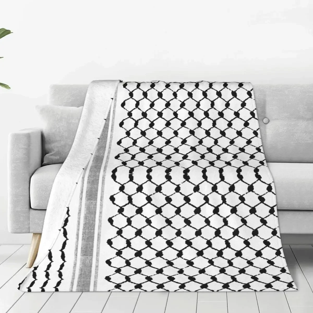 Palestinian Hatta Kufiya Folk Wool Blanket Palestine Arabic Keffiyeh Design Creative Throw Blanket for Sofa Bedding Lounge Quilt