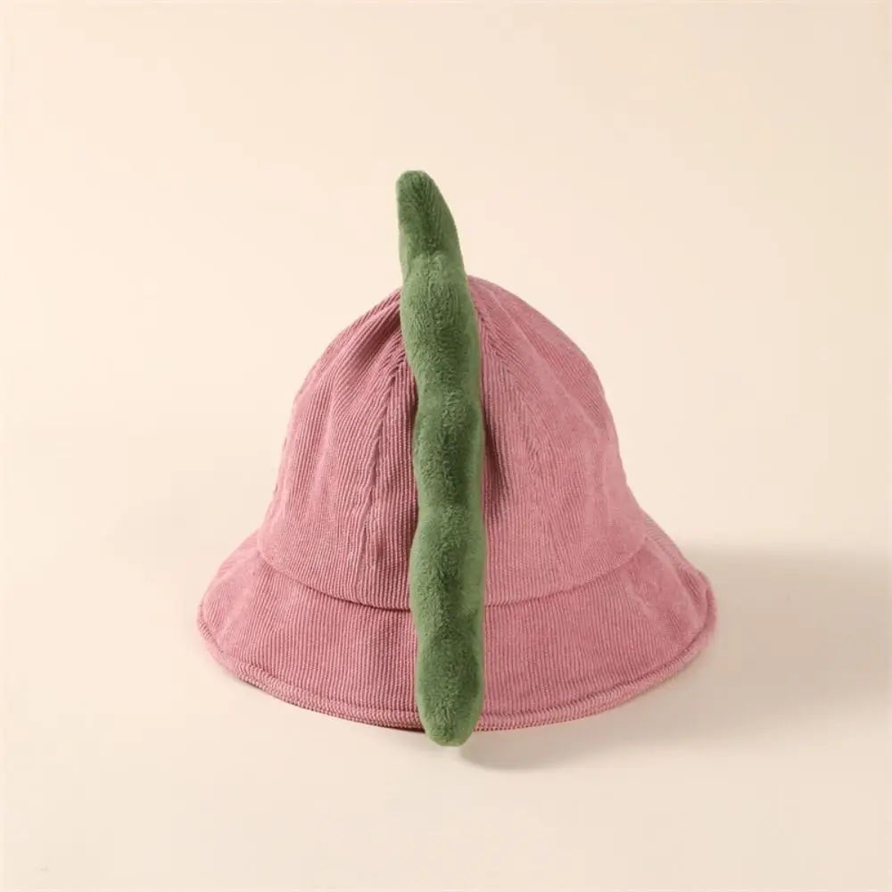 3Dデザイン恐竜ベビーフィッシャーマンハットユニセックスデザインキュートスタイル韓国風チェック柄バケットハット暖かい素材漫画ベビーフィッシャーマンキャップ