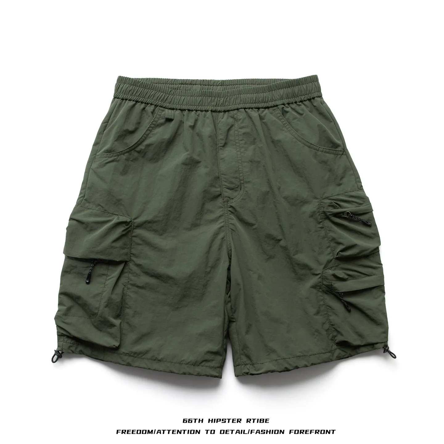 Japanese Streetwear Cityboy Outdoor Quick-Dry Waterproof Large Cargo Pockets Functional Loose Casual Knee-Length Shorts for Men