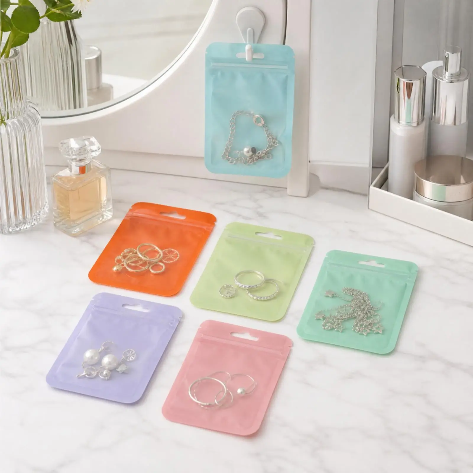 Soft PVC Transparent Storage Pouch Resealable Zip Bag with Secure Press Close for Jewelry Findings Makeup Sponges and Small