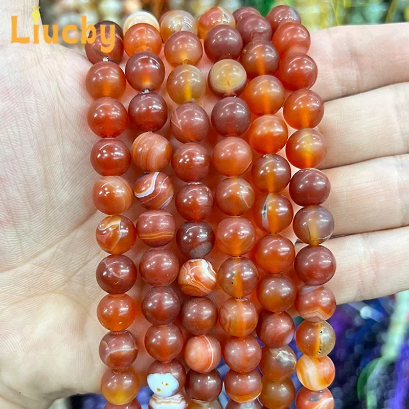 Naturstein, mattes Rot, gestreifte Achatperlen für die Schmuckherstellung, DIY, Damenohrringe, Accessoires, Bastelarbeiten, 15 Zoll, 4/6/8/10/12/14 mm. – Detail 2