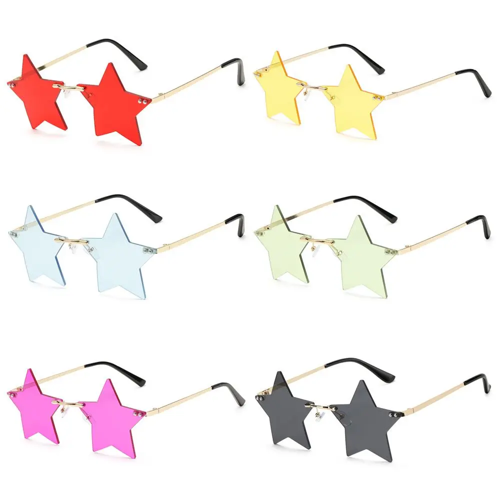 

Rimless Sunglasses for Women & Men Star Shape Sun Glasses Funny Party Glasses Pentagram Eyewear Eyeglasses Christmas Decoration