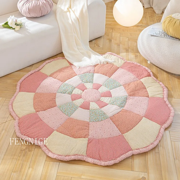 Baby Thick Crawling  Floor Mat Flower Shape Foldable Colorful Checkered Carpet Living Room Baby Home Children's Game Mat