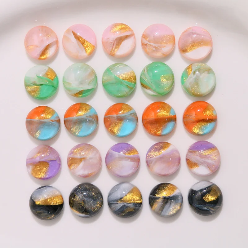 WFFNNKC 10PCS Flat Back Beads Resin Half Round Charms for Phone Case Decoration Hair Earrings Accessories DIY Craft Supplies
