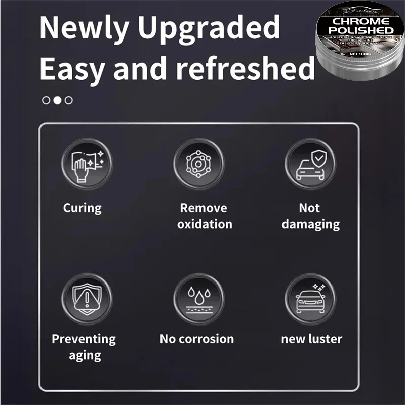 NUOVA pasta restaurativa per parti cromate di veicoli, progettata per rinnovare finiture e stemmi cromati ossidati, viene fornita con una spugna