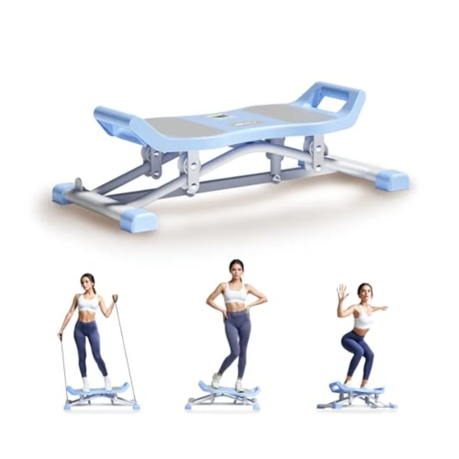 Home gym fitness stepper: steel construction, black finish, 6-in-1 wobble slide function with 330 lbs capacity, LCD monitor, re