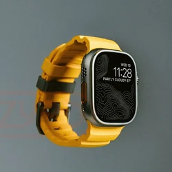 Sport Silicone Band For Apple Watch Ultra 2 10 9 8 7 6 SE 5 4 Titanium Metal Bracelet Strap For iWatch 42mm 44mm 45mm 46mm 49mm
