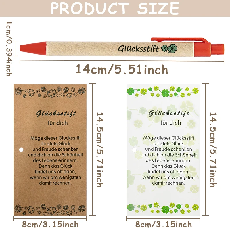 20Sets Four-Leaf Clover Flower Ballpoint Pens Set with Cards and Strings for Students Office Stationery Supplies Meeting Pens