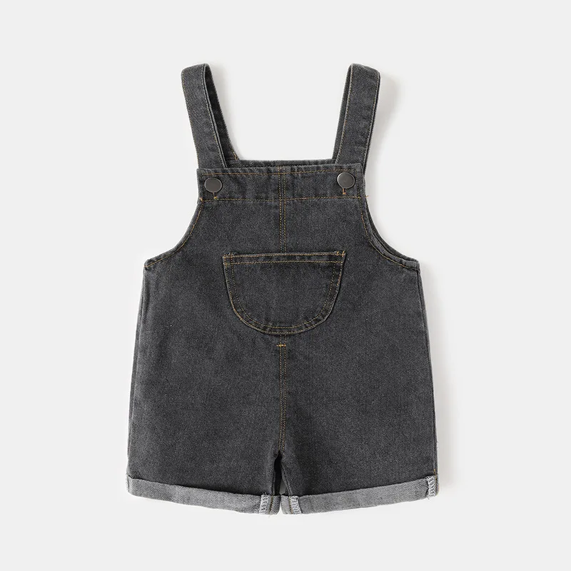 Salopette en denim bleu pour enfants, vêtements pour bébés garçons et filles, design à ourlet roulé, jointures