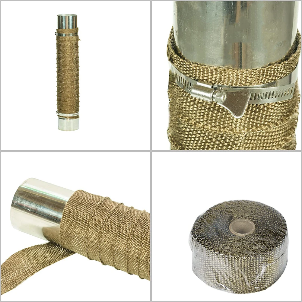 DIY Stovepipe Fireproof Wrap Ribbon Tent Stove Fireproof Ribbon Stove Pipe Protector Glassfiber Fireproof Ribbon With 2 Clamps