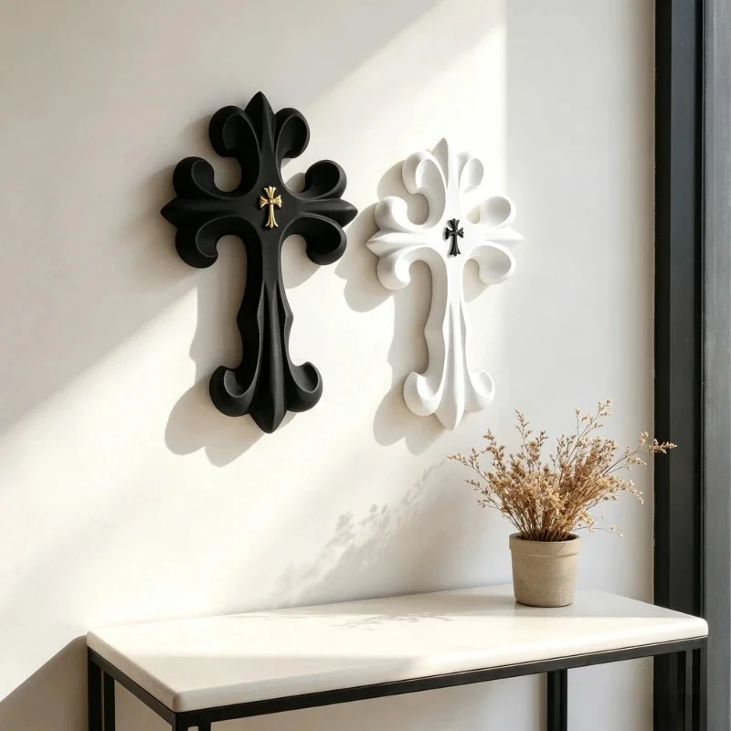 Cross Wall Decor French Luxury 3d Minimalist Nordic Style Sculpture For Bedroom Wall Hanging Accent As Elegant Gift For Couples