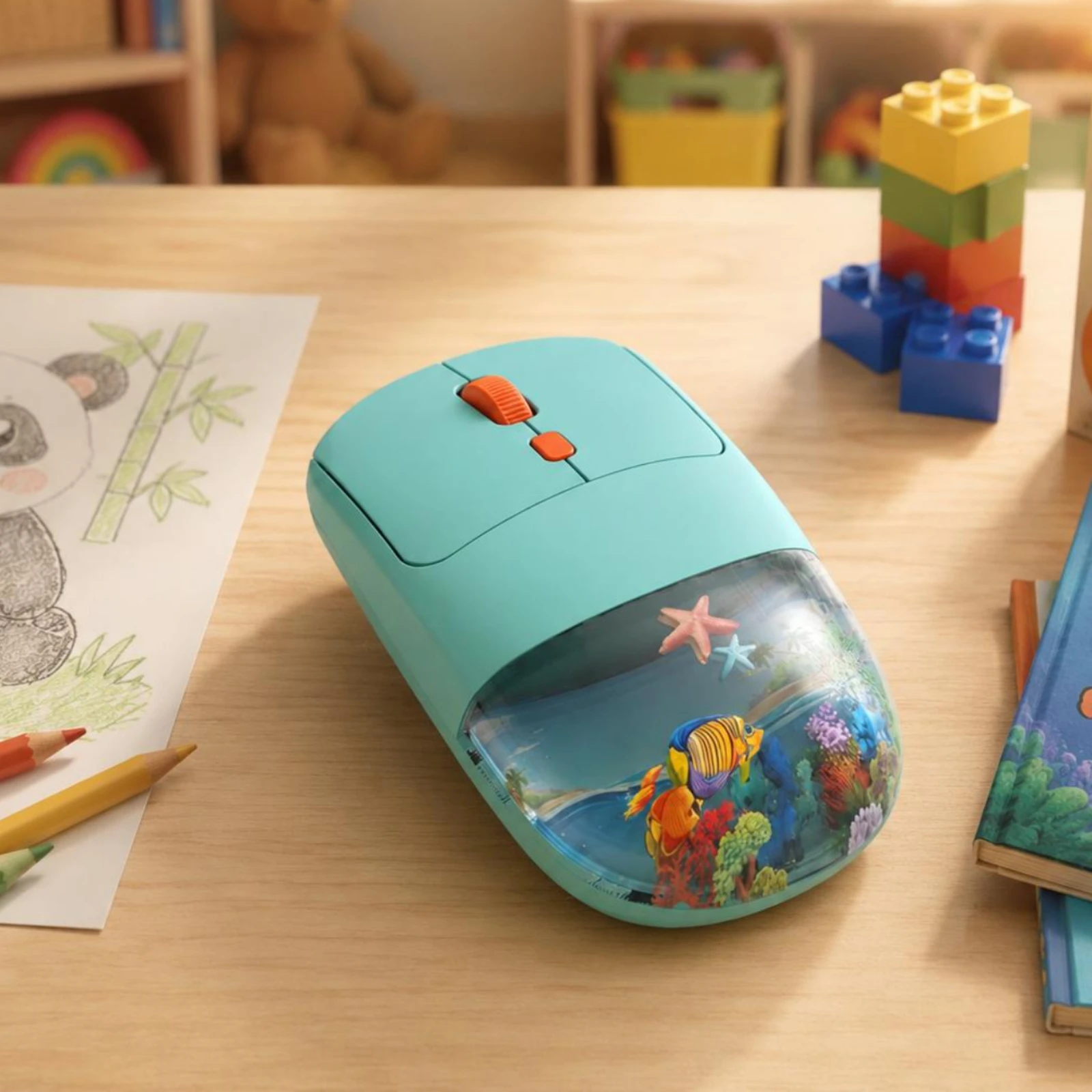 Transparent Wireless Mouse Underwater Scene Ergonomic Wireless Mouse Computer Accessory