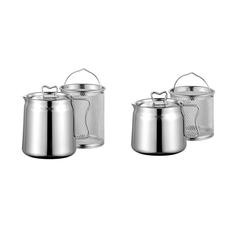 Oil Pot,Oil Pot Stainless Steel Large Capacity Oil Fryer And Filter Cup Combo Versatile Oil Filter For Kitchen