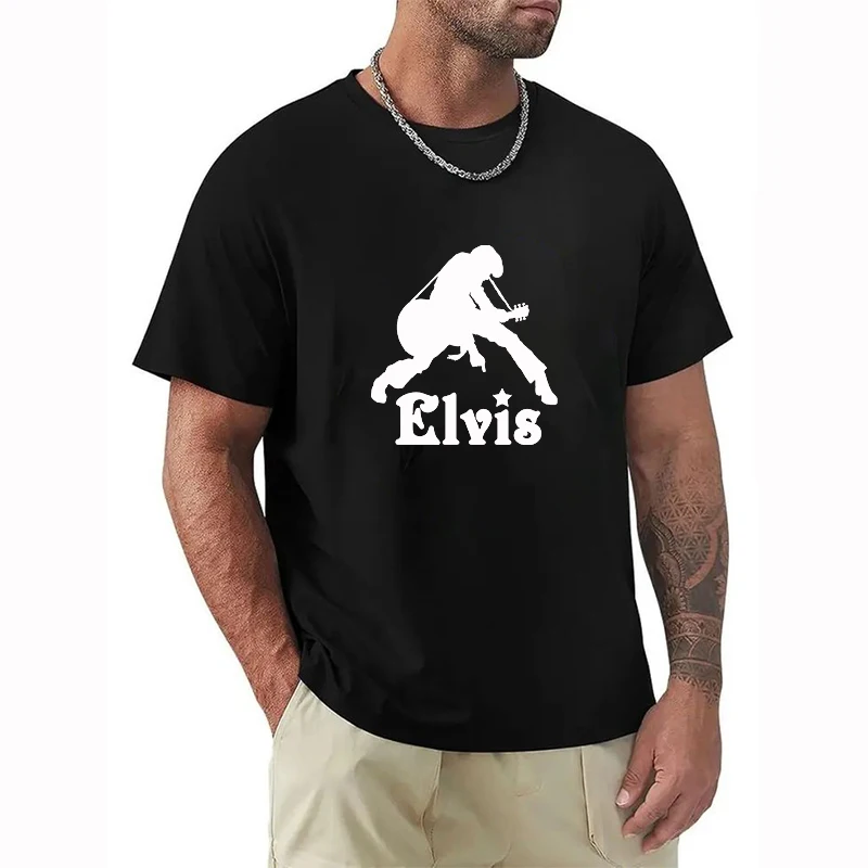 

Summer Tops E-Elvis Oversized T-shirt Cotton 100% Men's Oversize T-shirt High Quality Vintage Graphic Short Sleeve Tee New 2025