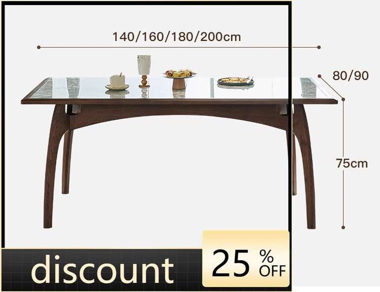 LMM rock slab dining table light luxury high-end small apartment modern rectangular household solid wood dining table