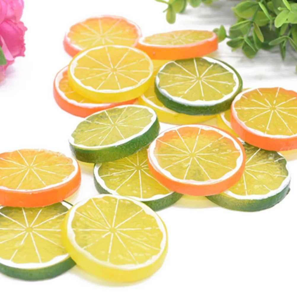 13 Pcs Imitation Lemon Slice Fake Lemons Slices Kitchen Photography Props Fruit