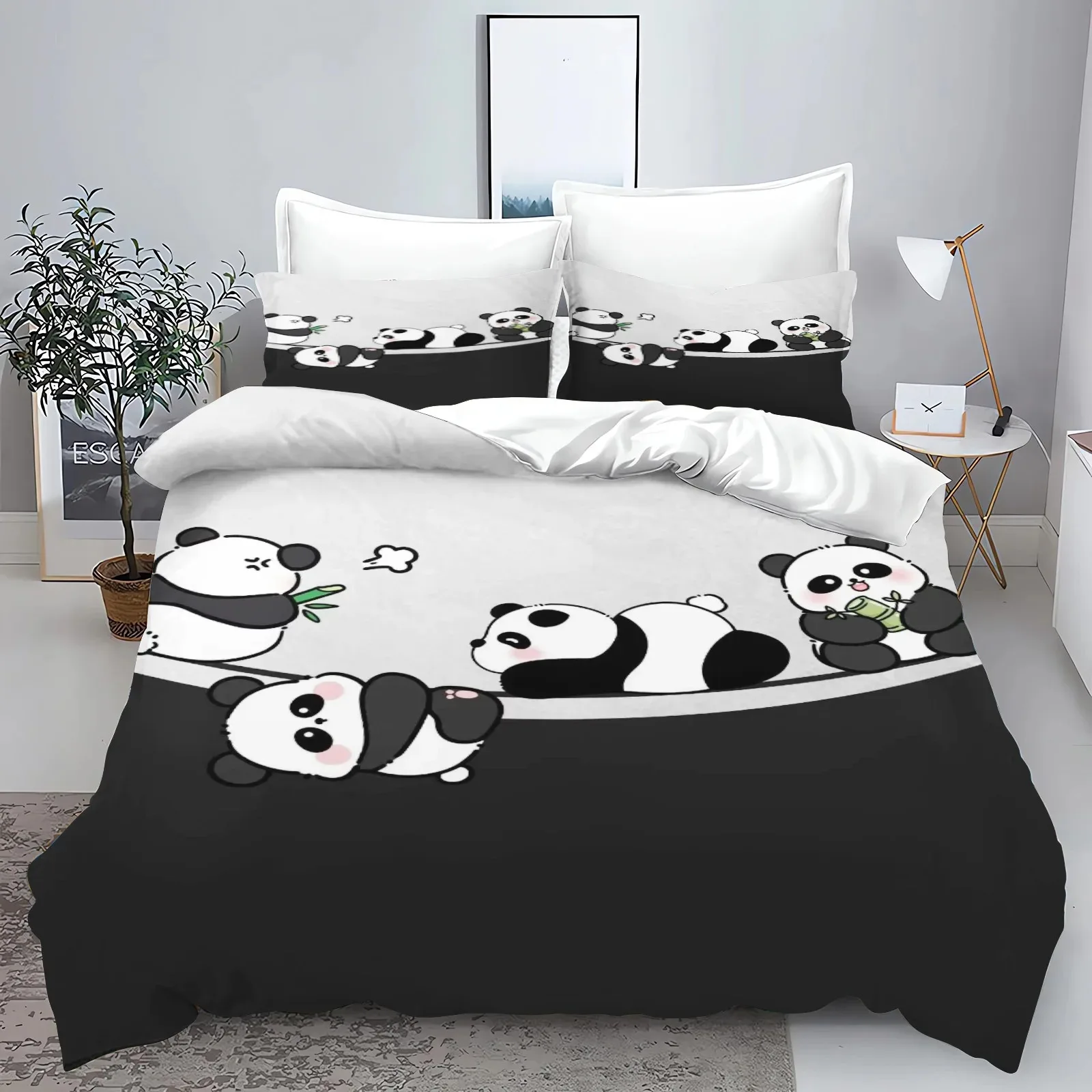 3 Cute Panda Bedding Set  3D Printed  Animals Panda Duvet Cover Pillow Cases Comforter Bedding Sets Bedroom Decoration