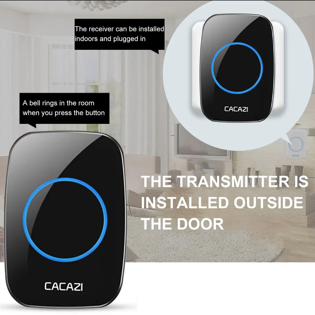 Waterproof Wireless Doorbell Home Welcome Smart Door Bell 60 Songs Home Welcome Chimes Ringtone Colorful 5 volume