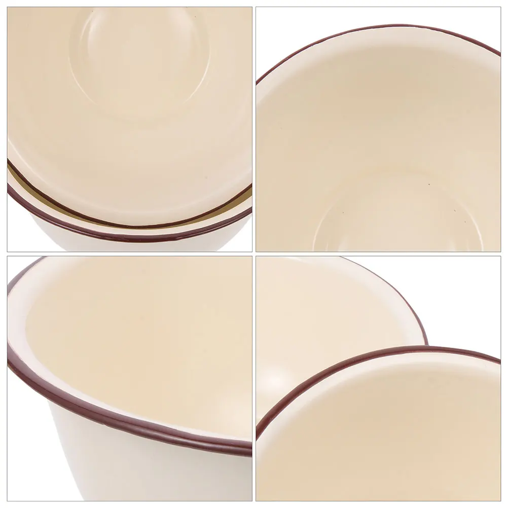 

Vintage Enamel Bowl Large Capacity Soup Basin Household Mixing Bowl Food Storage Decorative Kitchenware Lard Oil Container Retro
