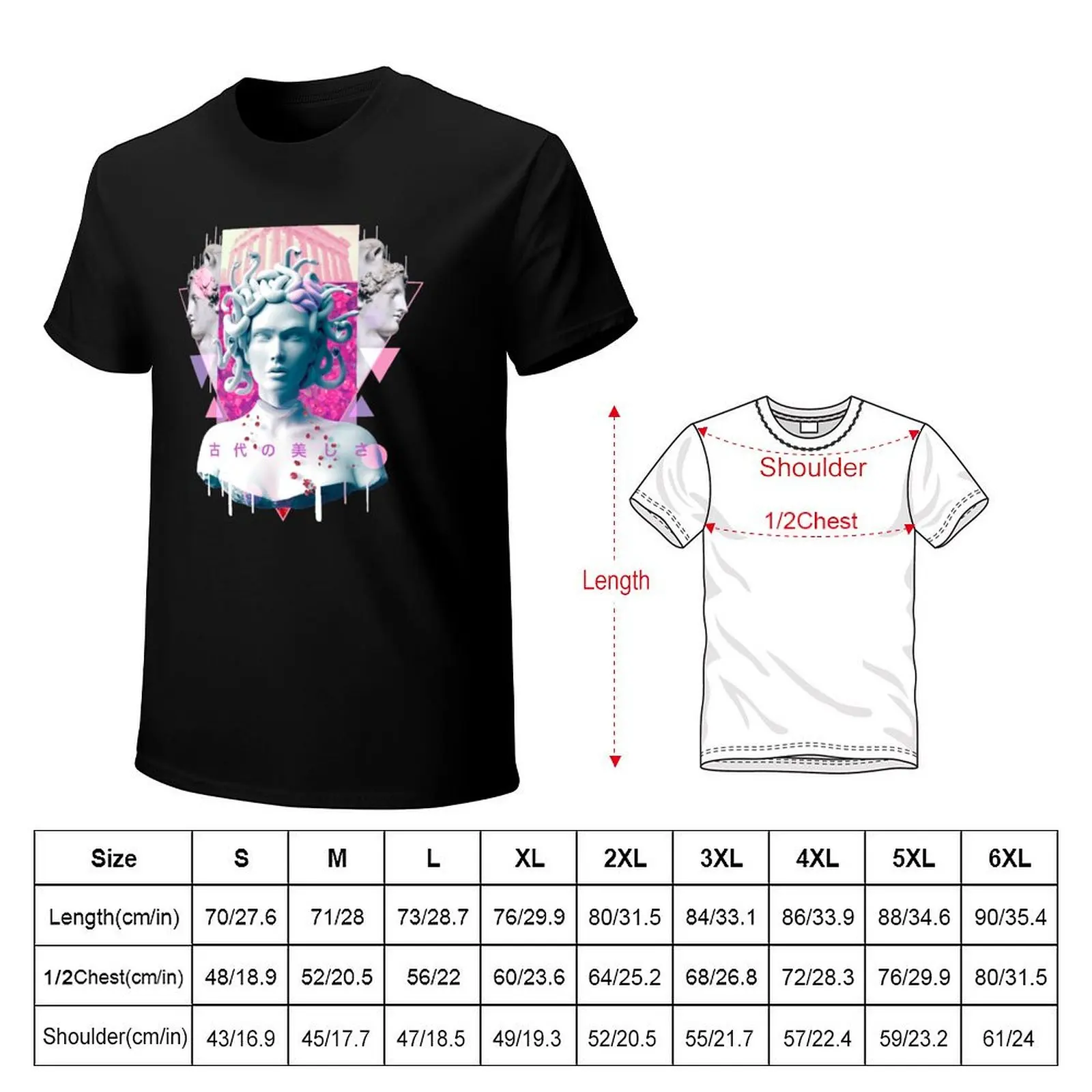 Medusa Statue Vaporwave Aesthetic T-Shirt Heavy Duty Casual Work Tee