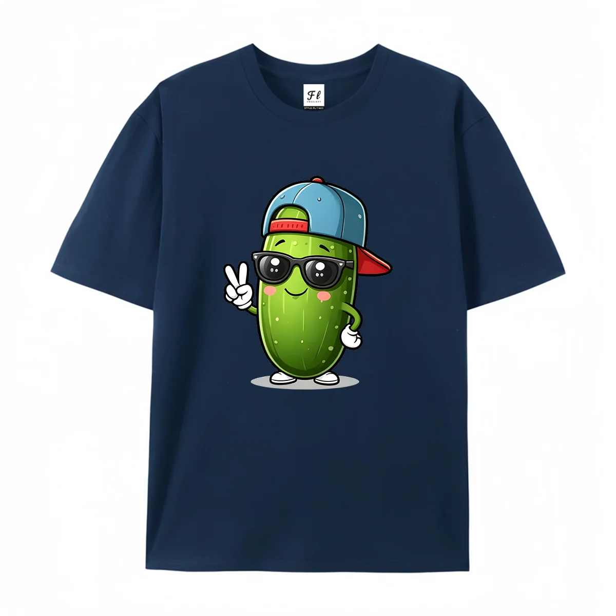 Unisex Round Neck T Shirt Cool Cartoon Cucumber Graphic Tee Casual Short Sleeve Tops Funny Vegetable Summer Daily Wear Shirt