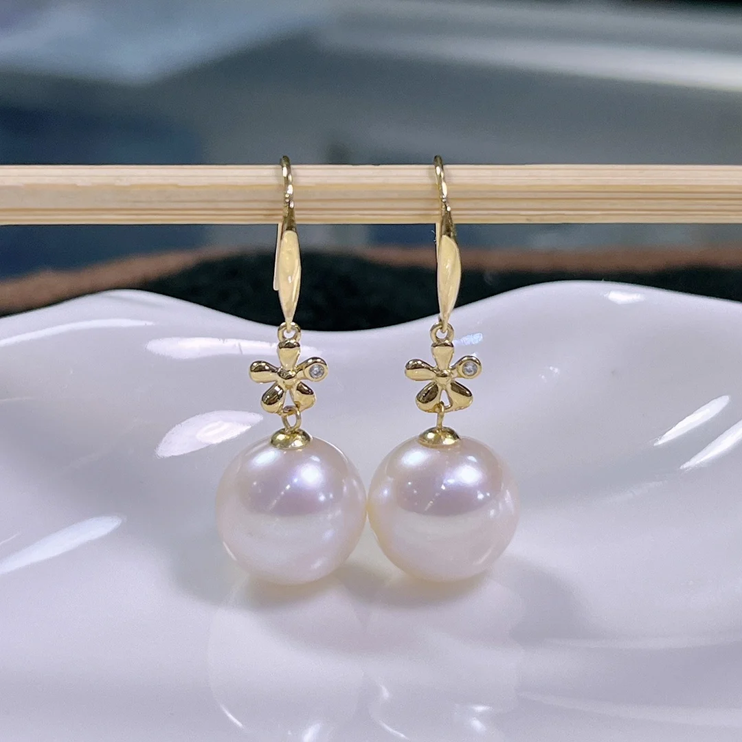 shilovem 18k yellow Natural freshwater pearls Drop Earrings fine Jewelry women trendy anniversary party new gift  yze11116609zz