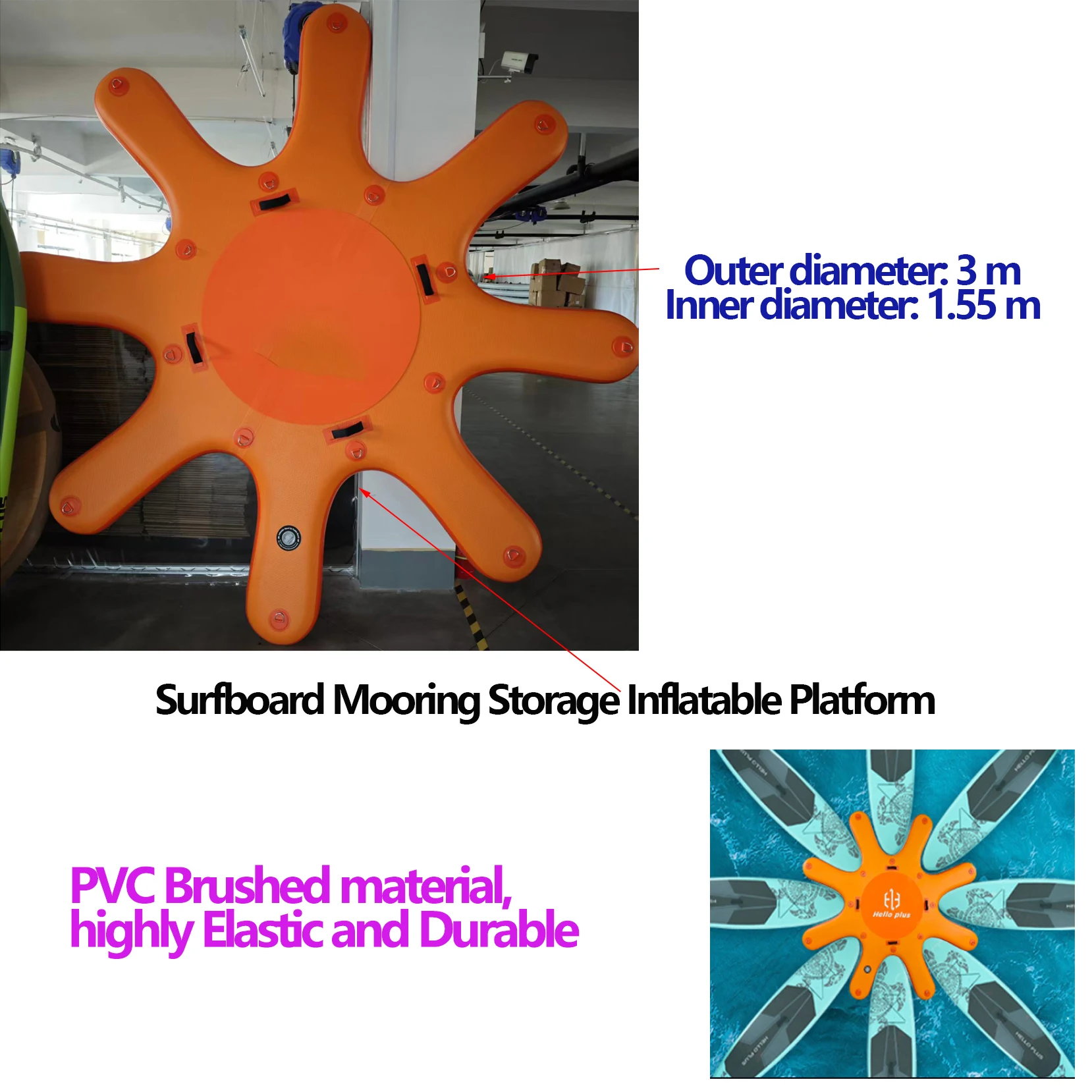 Inflatable Paddleboard Connecting Platform Octopus-shape PVC Surfboard Mooring Jetty Storage Water Yoga Paddle Board Link Island