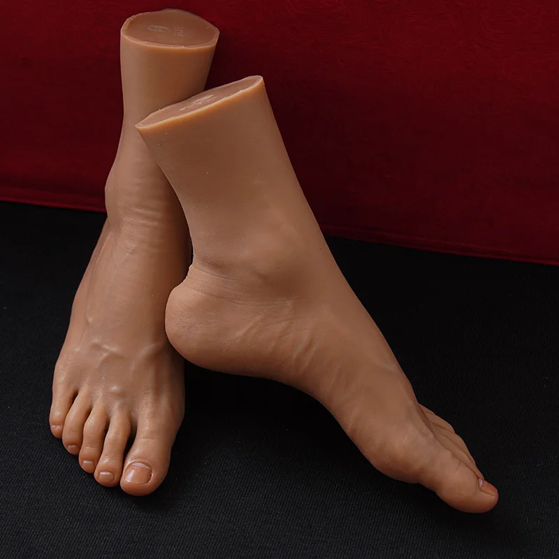 Silicone Foot Model High Simulation 1:1 Male Mannequin Feet Soft Skin Feel Private Display Nail Practice TG4401