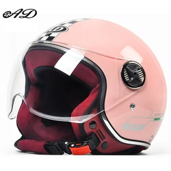 Summer Retro Exposed Face Half Helmet Electric Motorcycle Helmet Men's And Women's Four Seasons Universal 3/4 Motorcycle Helmet